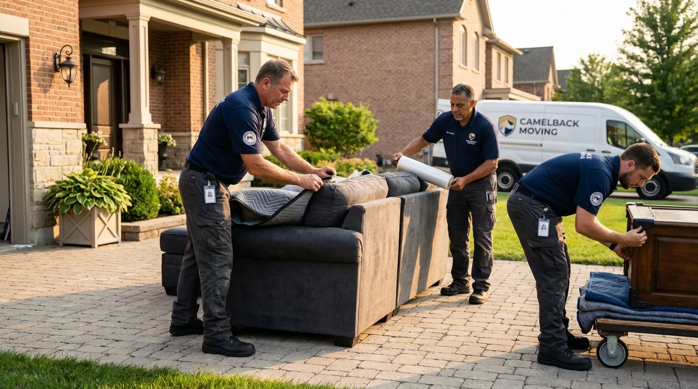 Large estate moving crew wrapping furniture in Sparta, MI